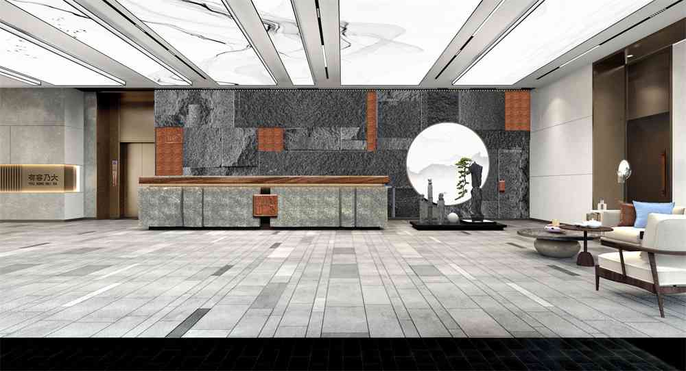 中式前廳辦公室設(shè)計效果圖